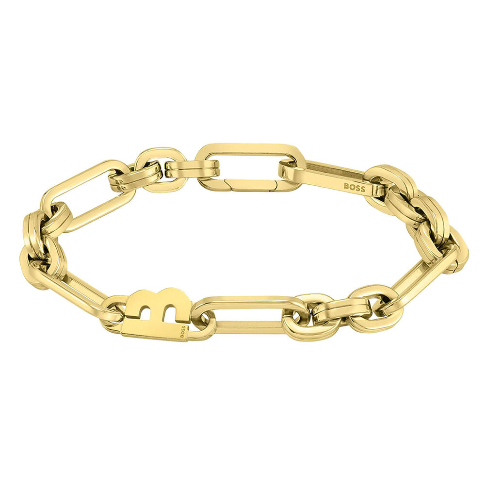 BOSS Hailey Light Yellow Gold IP Chain Bracelet image number 0
