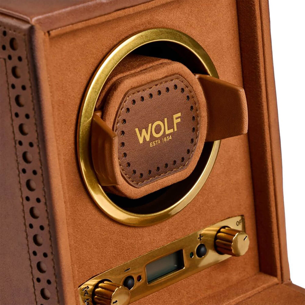 WOLF Brogue Burnished Brown Single Watch Winder