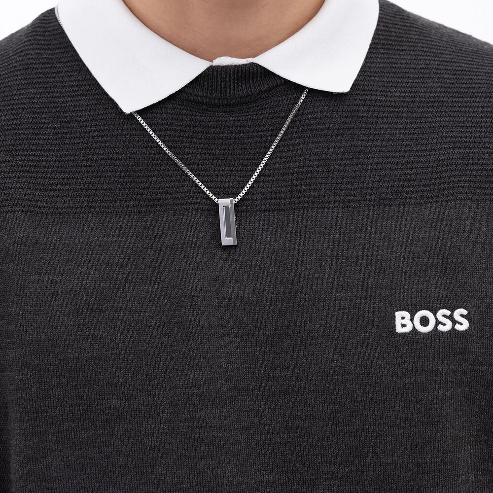 BOSS Candor Brushed & Polished Steel Necklace image number 5