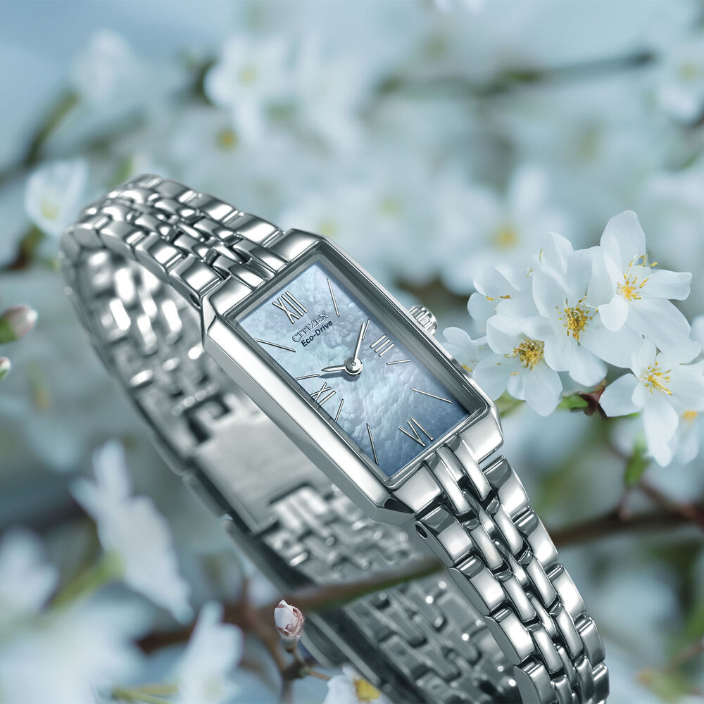 Citizen Silhouette 26mm Rectangular Mother of Pearl Dial Steel Bracelet Watch image number 3