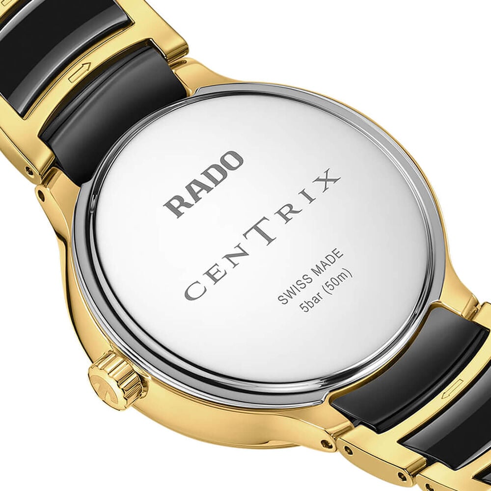 Rado Centrix Moonphase 35mm Black Dial Gold Plated Steel & Ceramic Bracelet Watch