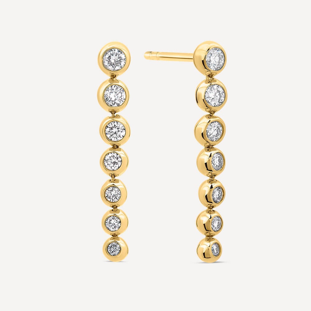 Born Granules 9ct Yellow Gold Lab Grown 0.50ct Diamond Round Drop Earrings image number 1