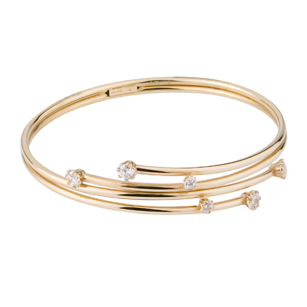 9ct gold cubic zirconia set bangle image number 0