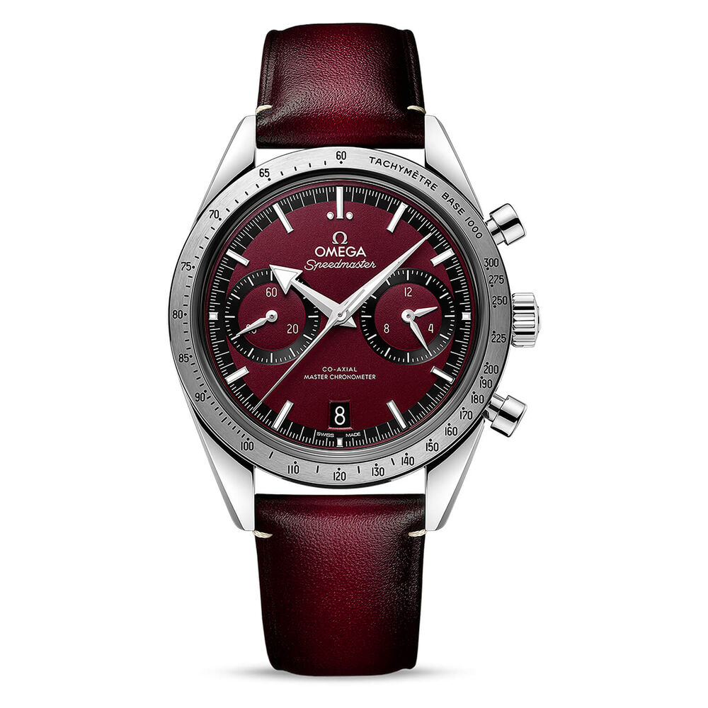 OMEGA Speedmaster '57 Co-Axial Master Chronometer Chronograph 40.5mm Burgundy Dial Strap Watch