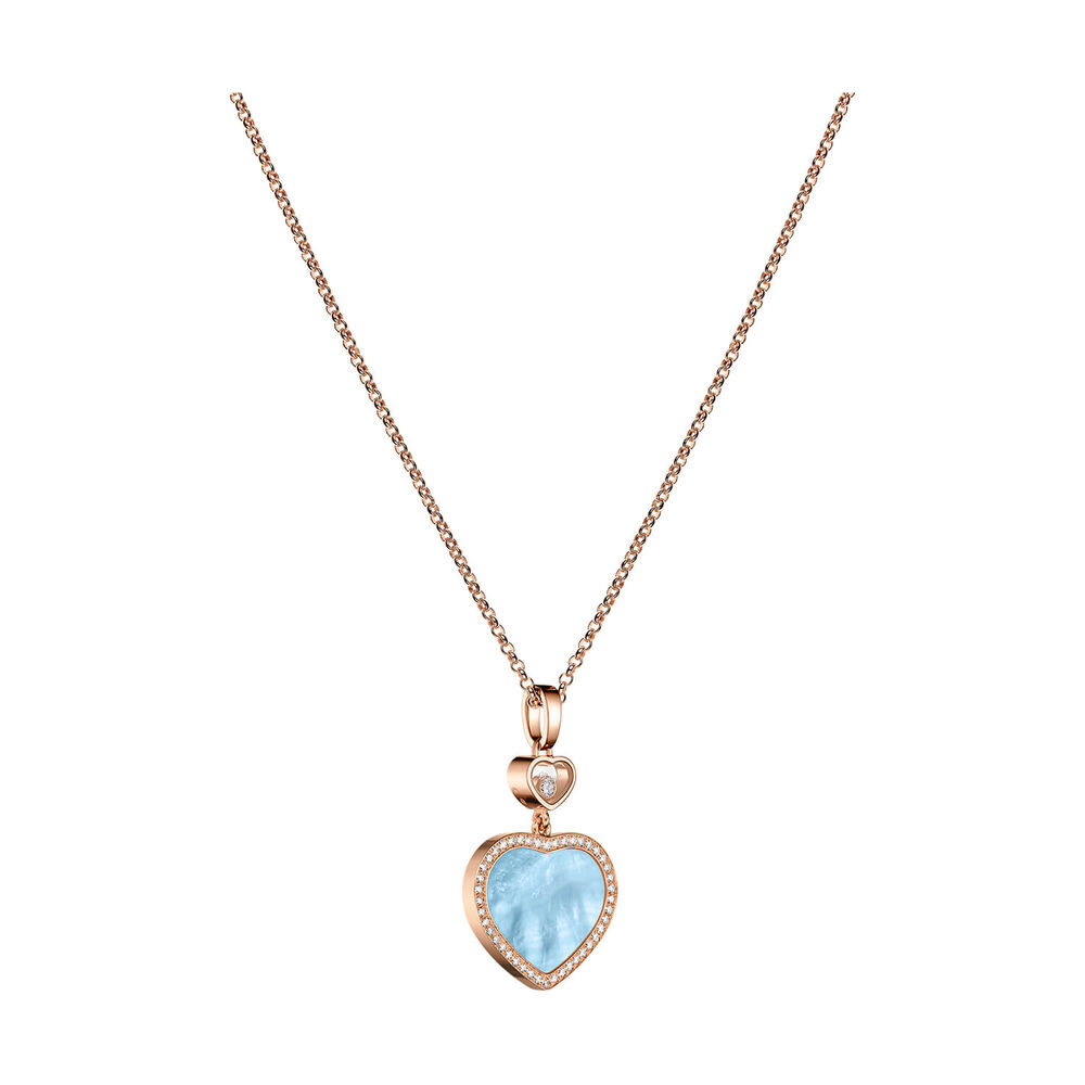 Chopard Happy Hearts Turqoise Mother of Pearl Heart 0.24ct Diamond 18ct Rose Gold Pendant image number 2