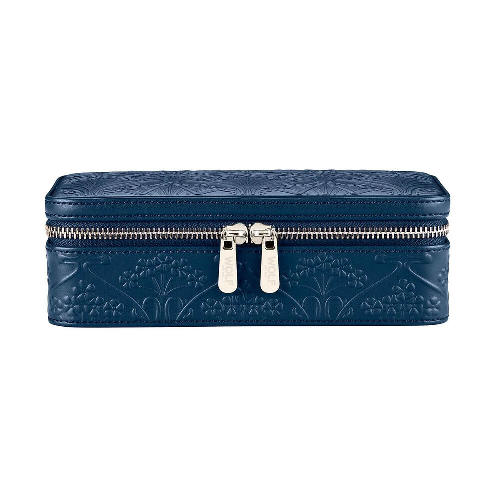 WOLF X LIBERTY Navy All Over Ianthe Medium Jewellery Zip Travel Case