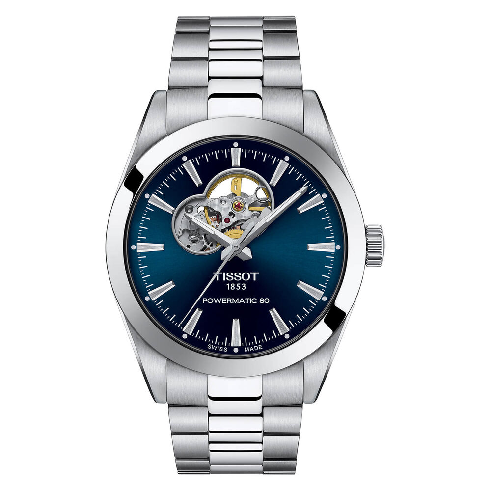 Tissot Gentleman 40mm Blue Dial Open Heart Bracelet Watch