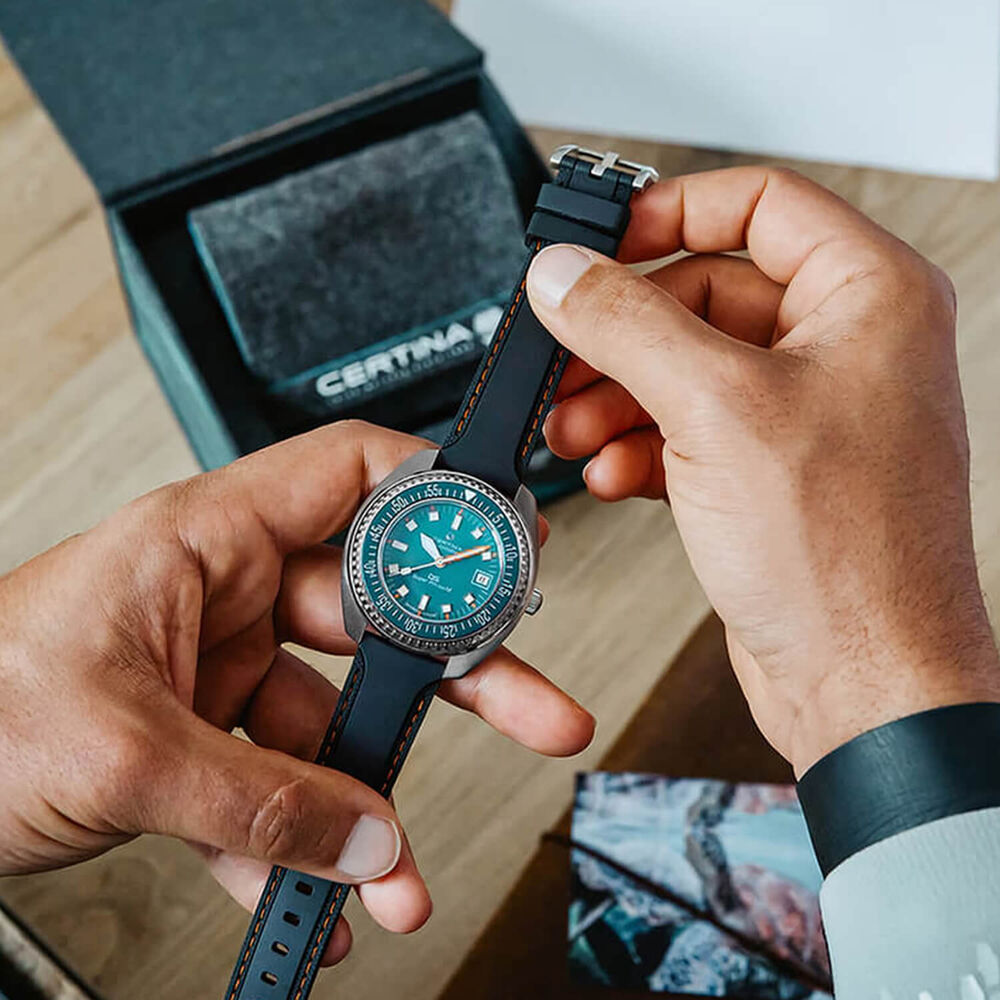 Certina DS Super PH1000M STC 43.5mm Blue Dial Black Rubber Strap Watch image number 7