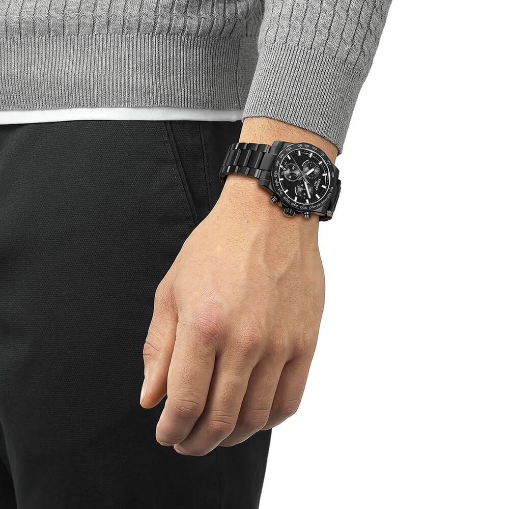 Tissot Supersport Chrono 42mm Black Dial Black PVD Steel Bracelet Watch