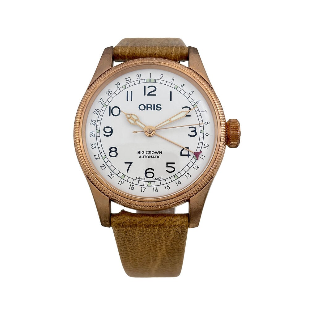 Pre-Owned Oris Big Crown Father Time Limited Edition 40mm White Dial Brown Leather Strap Watch image number 0