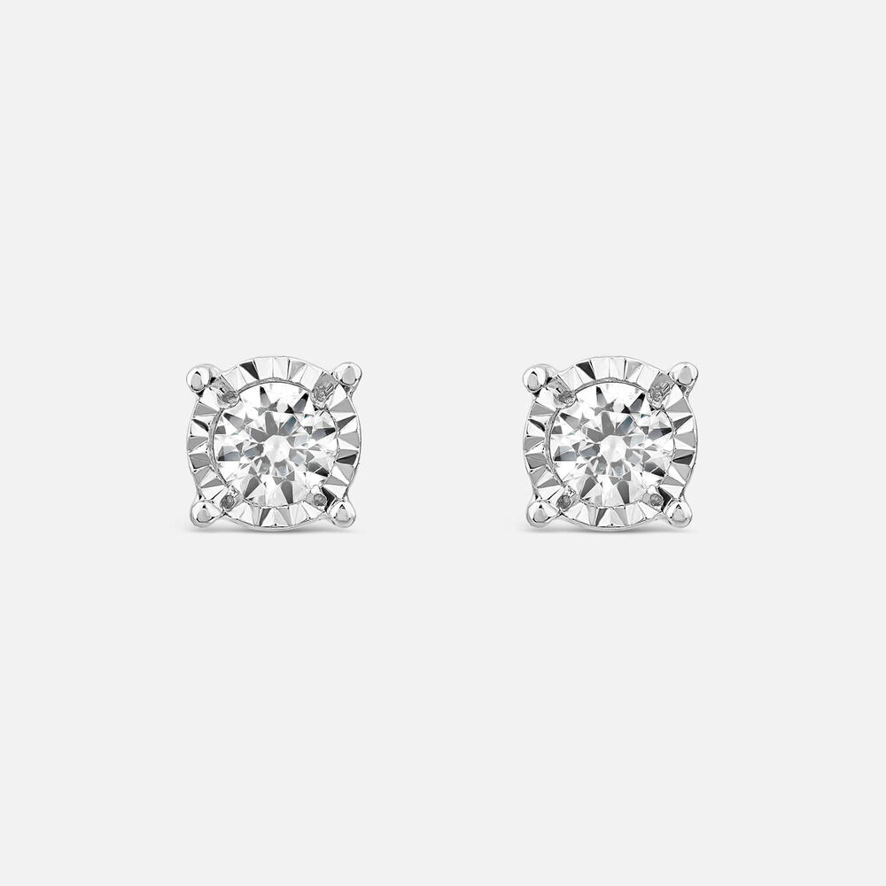 9ct white gold 0.12 carat diamond solitaire stud earrings