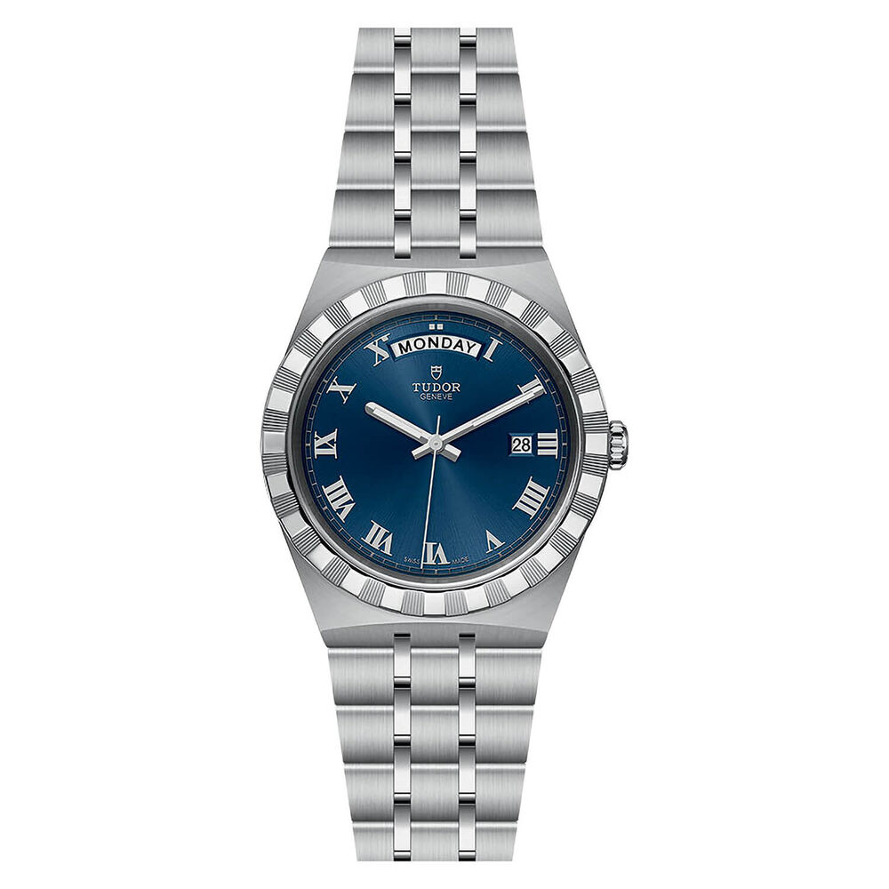 TUDOR Royal 41mm Blue Roman Numerals Dial Day & Date Steel Case Bracelet Watch image number 1