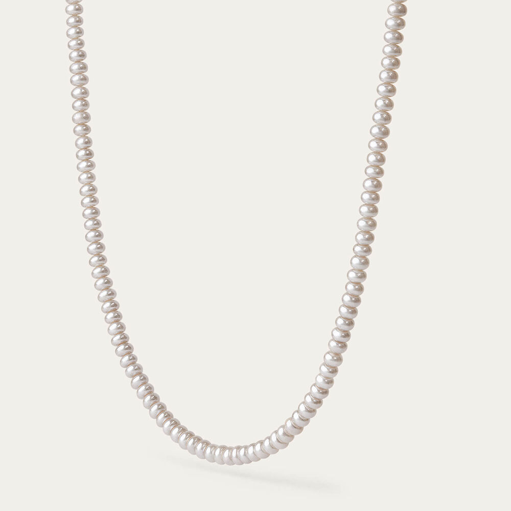 Sterling Silver Oval Freshwater Pearl Strand Necklet