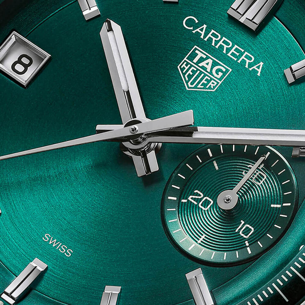 TAG Heuer Carrera Chronograph 39mm Green Dial Steel Bracelet Watch image number 2