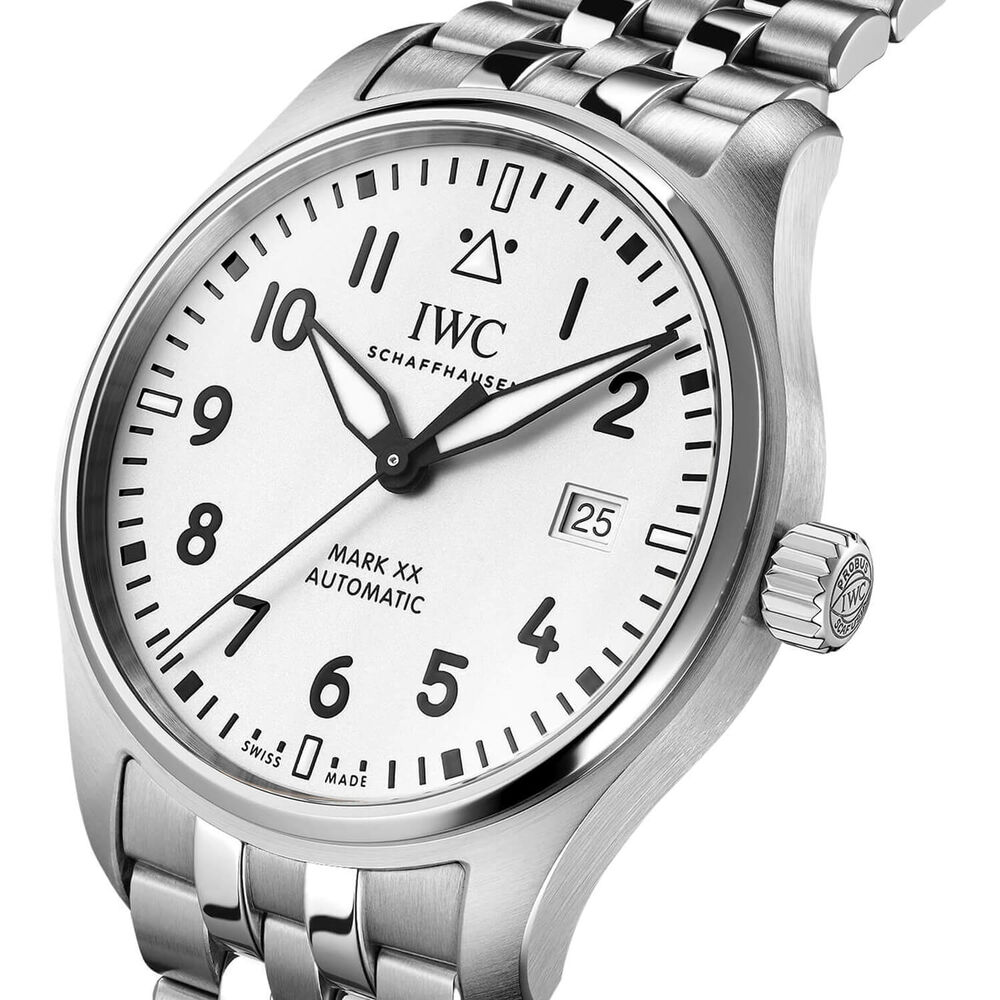 IWC Schaffhausen Pilot's Mark XX 40mm White Dial Steel Bracelet Watch image number 1