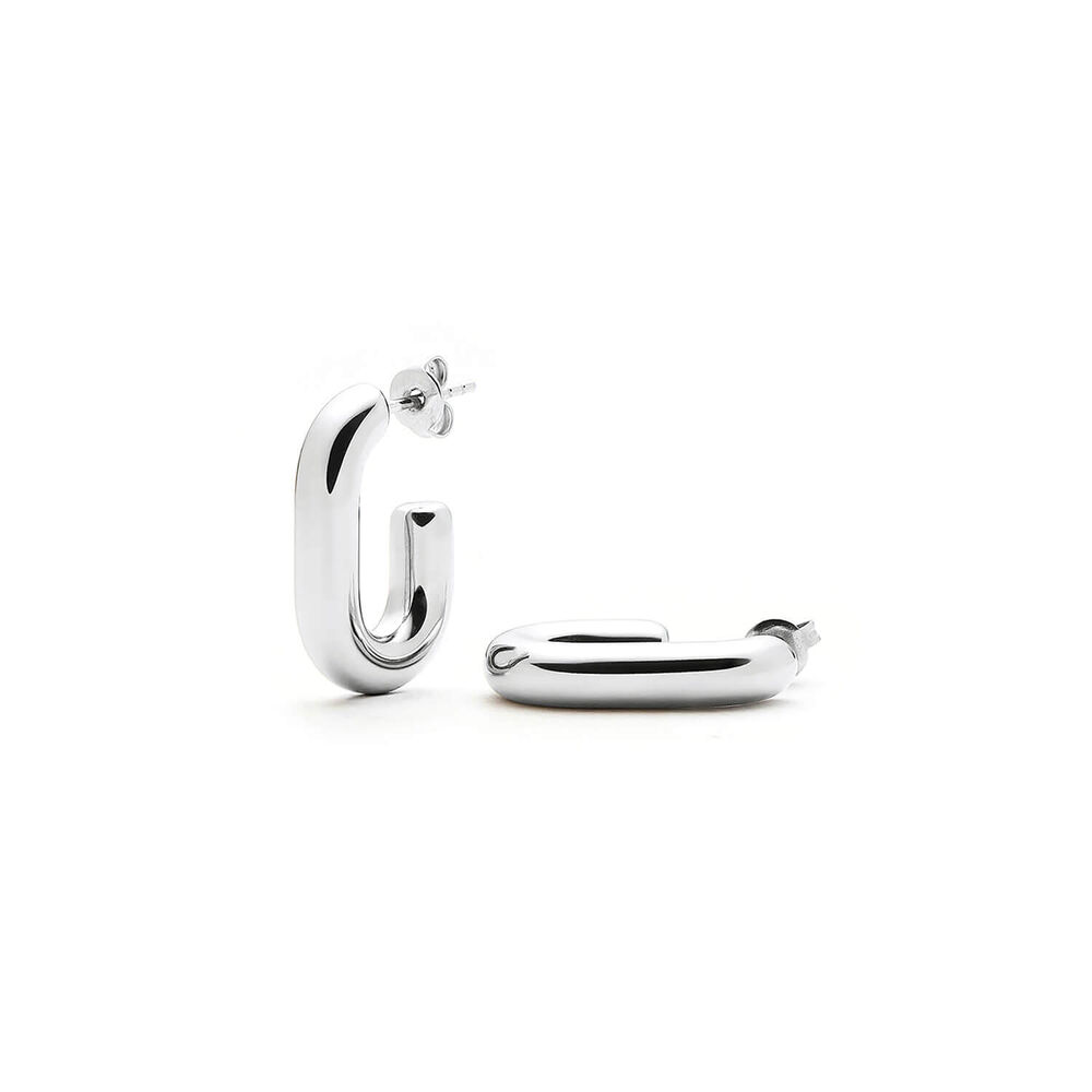 Missoma 18ct Platinum Plated Steel Chubby Oval Small Hoop Earrings