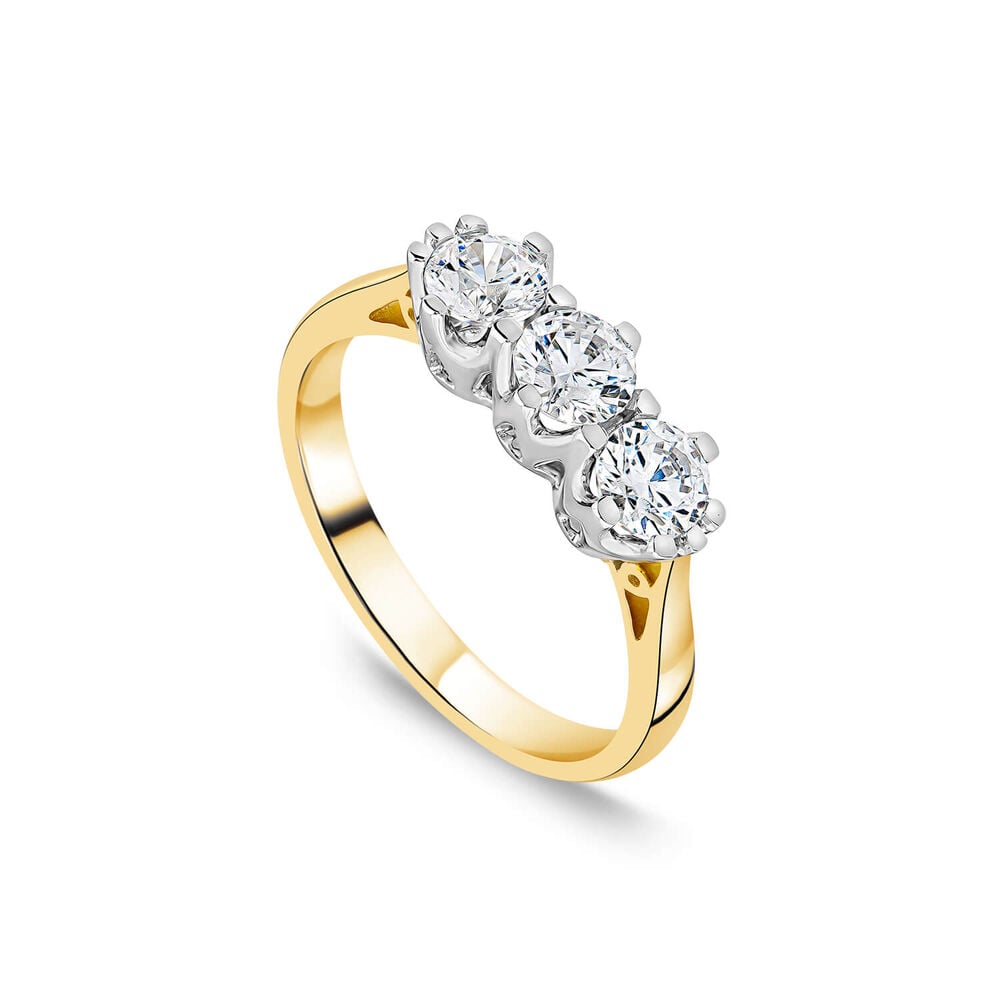 18ct Yellow Gold 1ct 3 Stone Diamond Ring image number 0