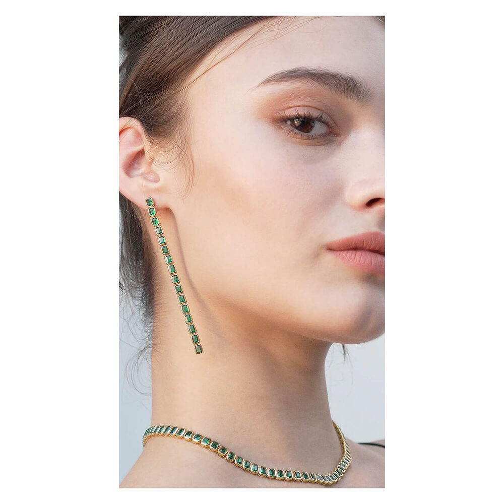 CARAT* London Cassidy Bezel Set Emerald Slider Necklace image number 3