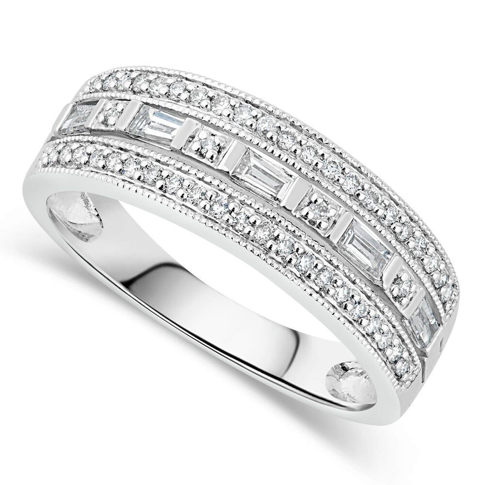 9ct White Gold 0.33ct Diamond Pave Set Wedding Ring