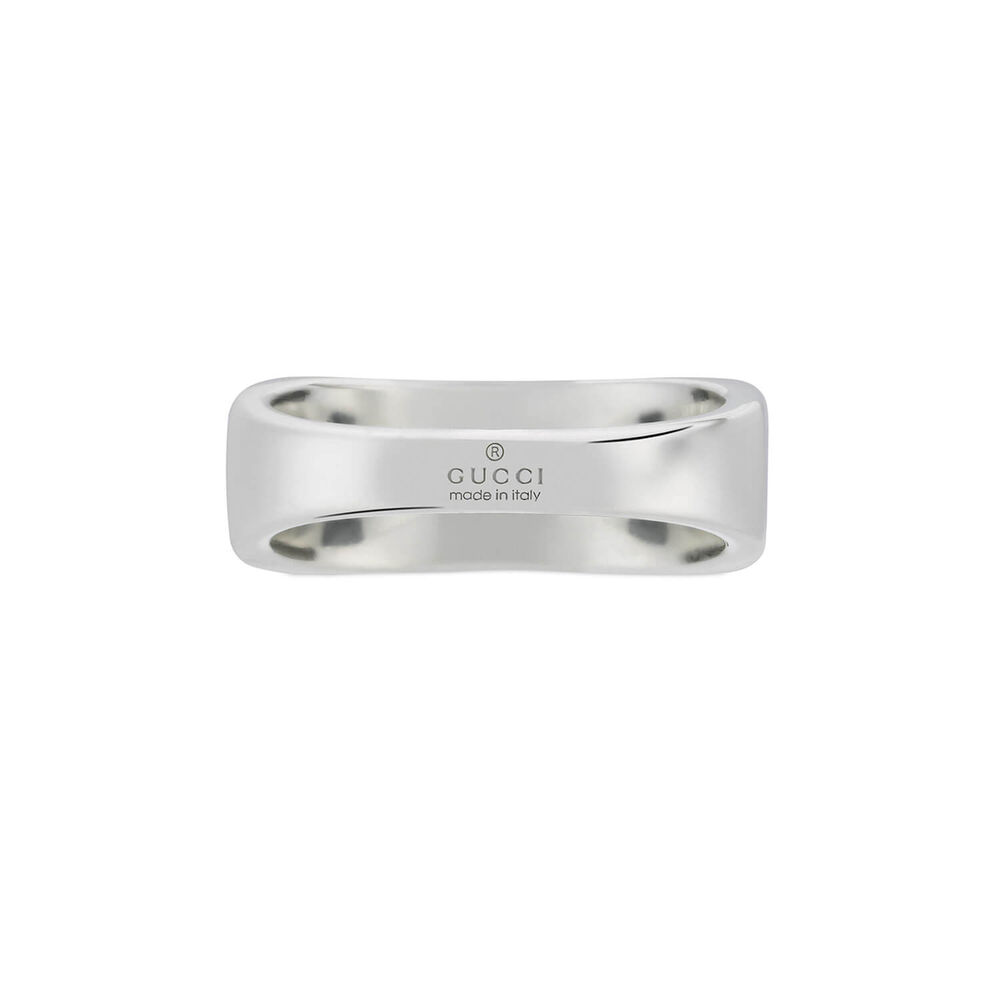 Gucci Interlocking Sterling Silver Rectangular Ring (UK Size Q - R) image number 2