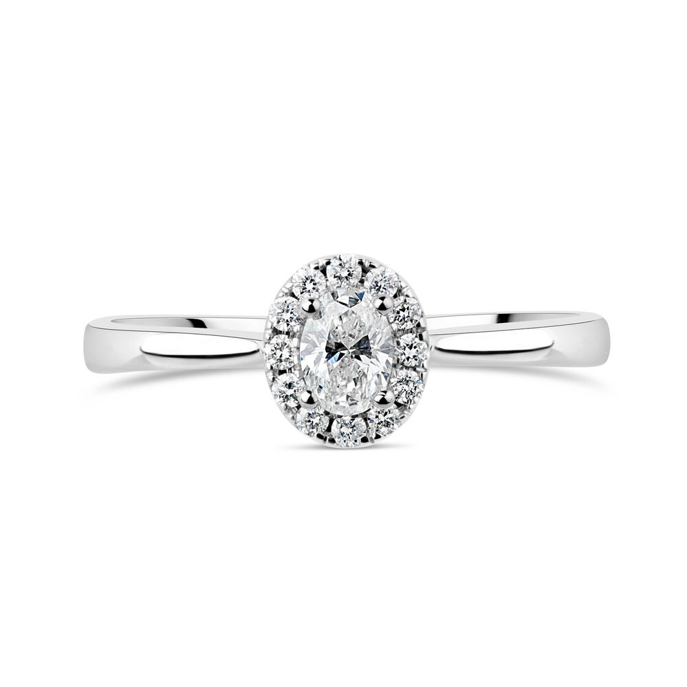 9ct White Gold 0.25ct Diamond Oval Cut Halo Ring