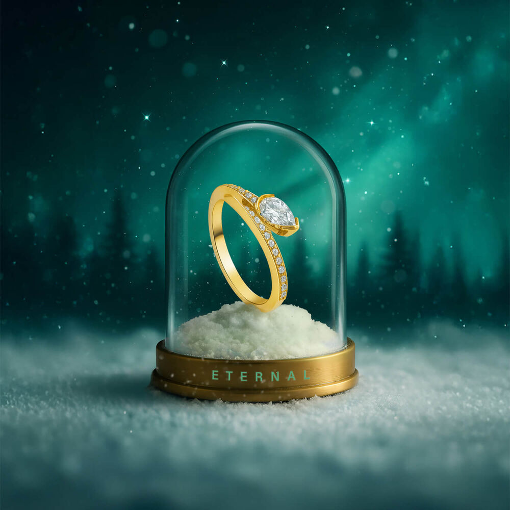 Born Kissed with Diamonds 9ct Yellow Gold Lab Grown 0.58ct Pear Diamond Twist Shaped Ring image number 5