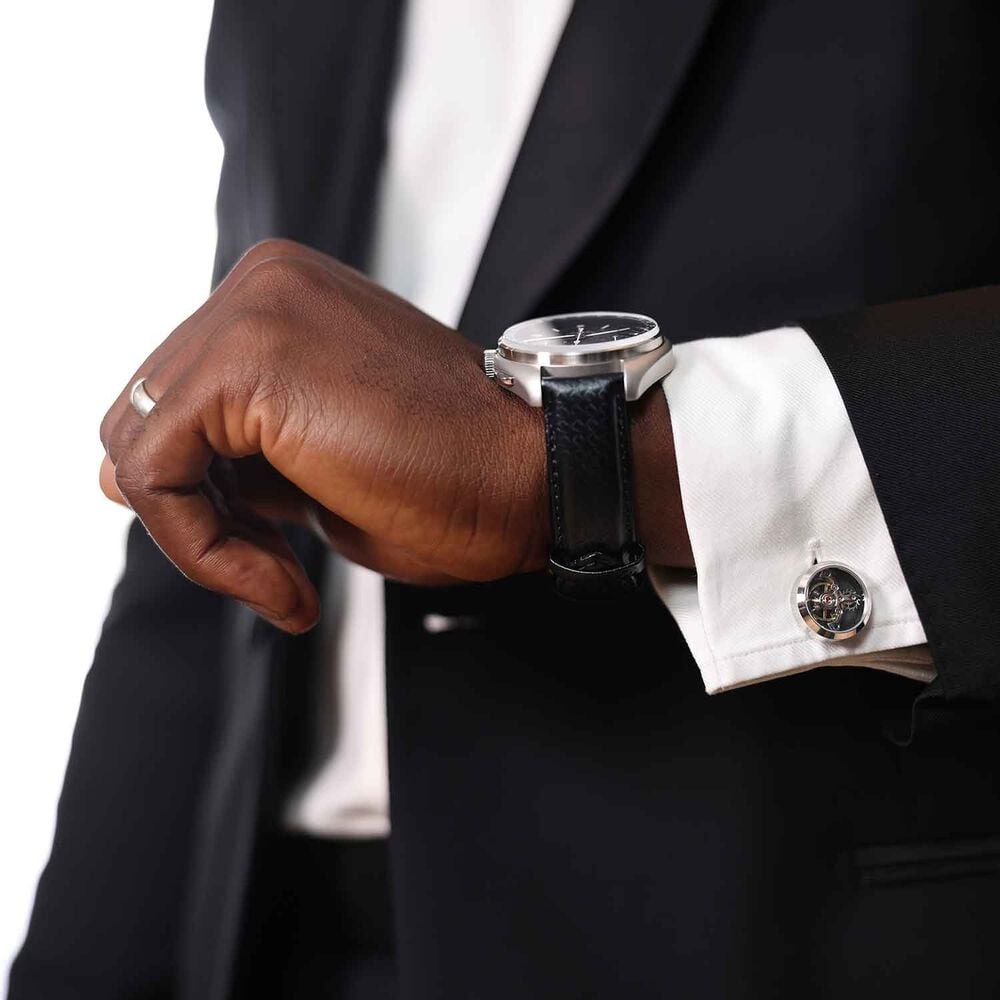 Jean Pierre Tourbillon stainless steel automatic movement cufflinks image number 1