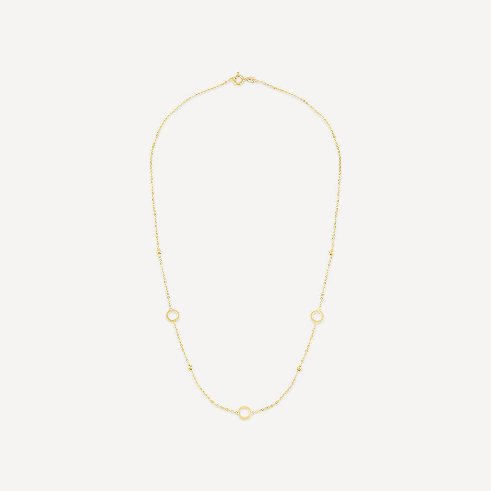 9ct Yellow Gold Circle & Bead 18inch Necklet image number 2
