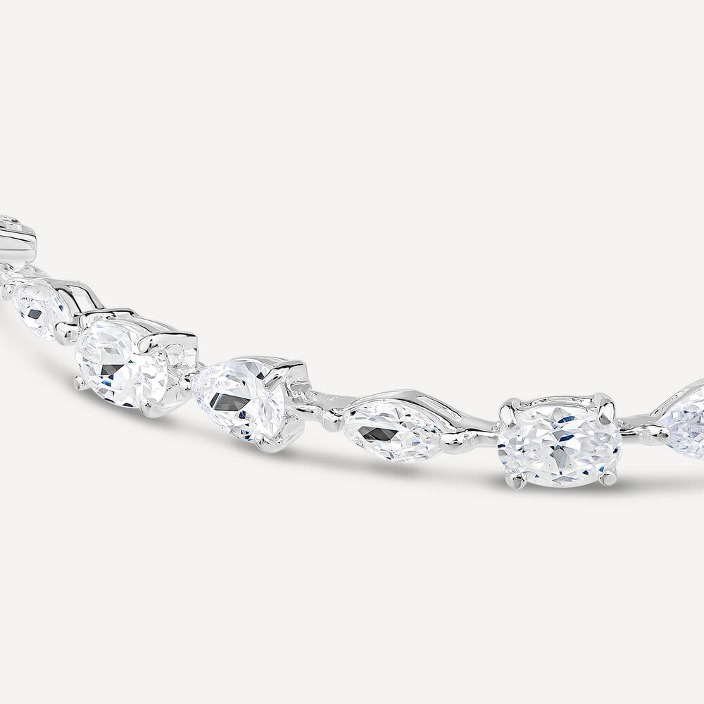Sterling Silver Marquise & Pear& Oval Shape Cubic Zirconia Bracelet image number 2