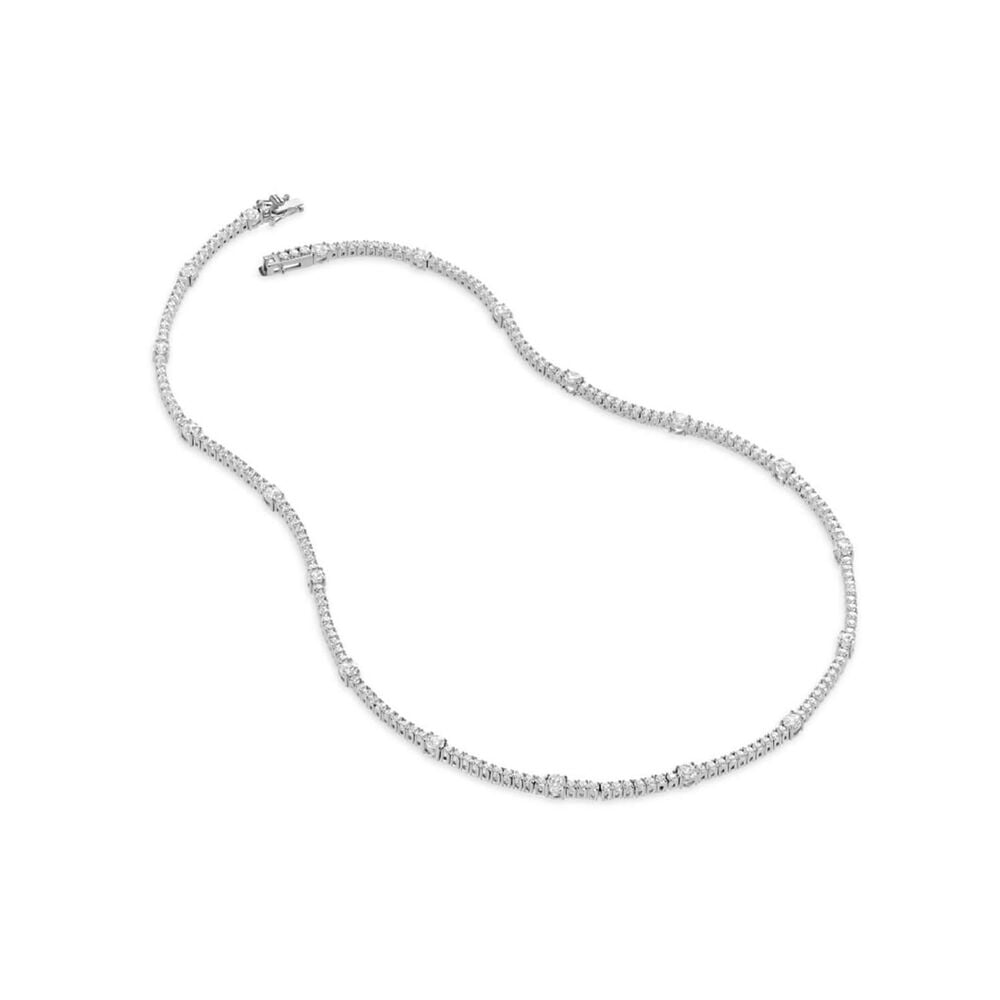 CARAT* London Phoebe Cubic Zirconia Rhodium Plated Tennis Necklace image number 0