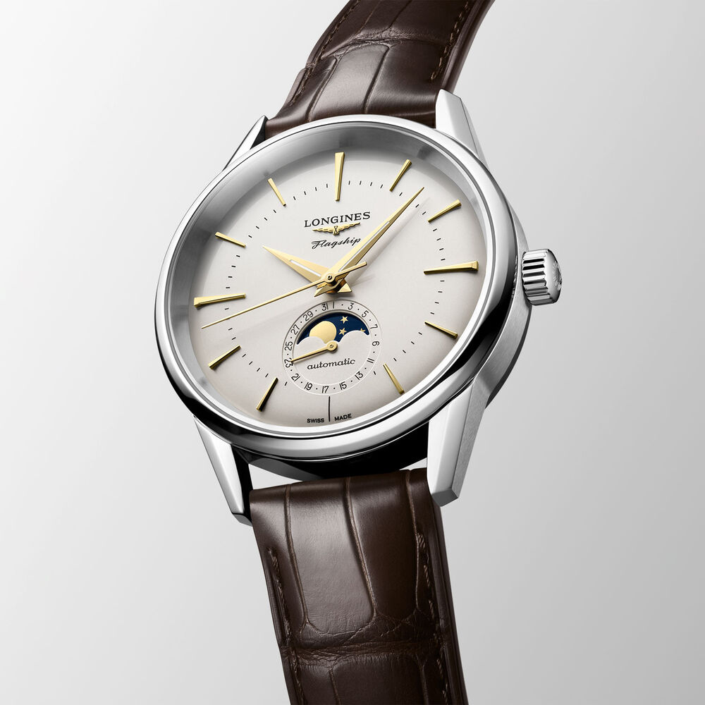 Longines Flagship Heritage Men's Steel Case Alligator Strap Watch image number 4