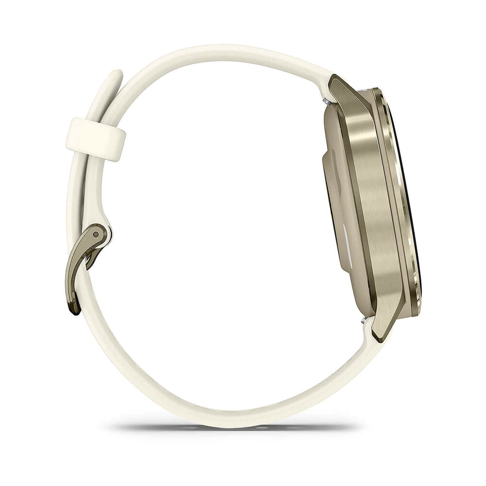 Garmin Venu 4 41mm Lunar Gold Bezel Bone Silicone Strap Watch image number 5