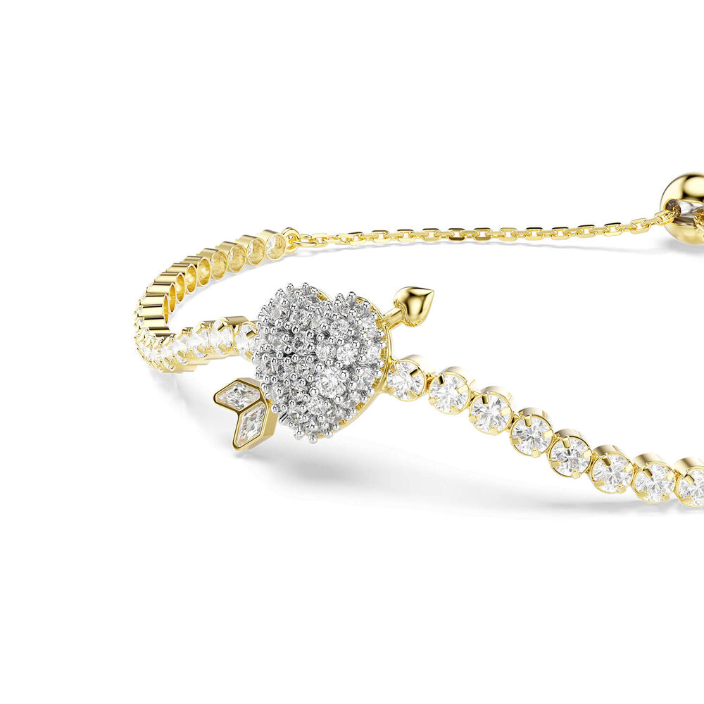 Swarovski Idyllia Cubic Zirconia 18ct Gold Finished Heart With Arrow Bracelet