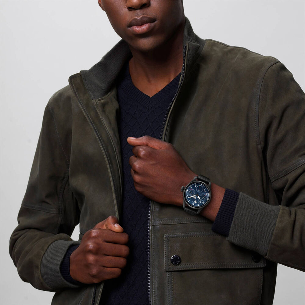 IWC Schaffhausen Big Pilot's Watch Perpetual Calendar 'Rodeo Drive' Blue Dial Black Strap Watch image number 3