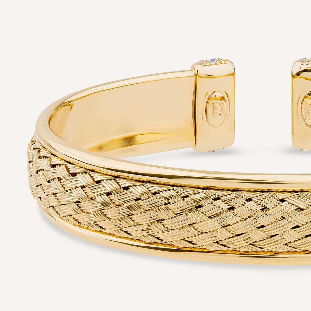 Sterling Silver & Yellow Gold Plated Cubic Zirconia Wheat Design Bangle image number 2