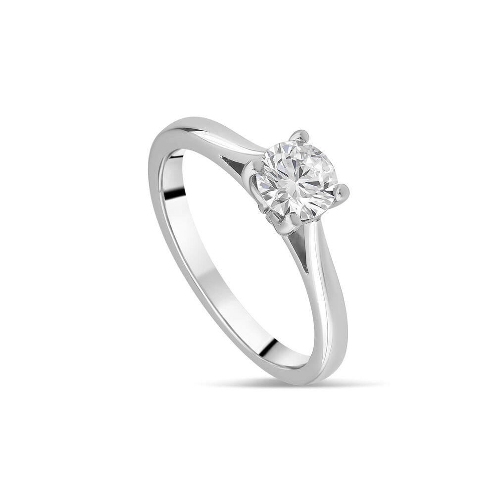 Platinum 0.63ct Round Diamond Four Claw Solitaire Ring image number 0