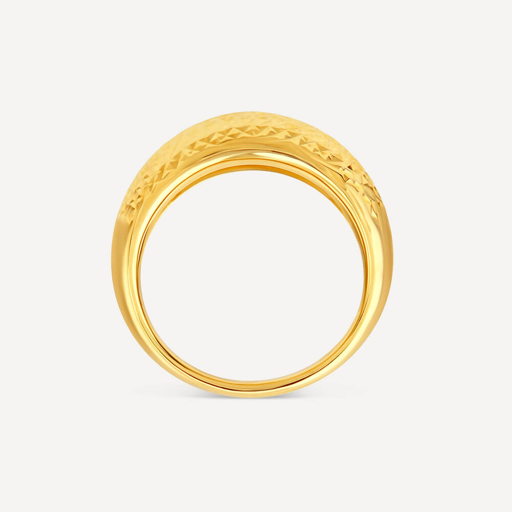 9ct Yellow Gold Diamond Cut Domed Band Ring image number 4