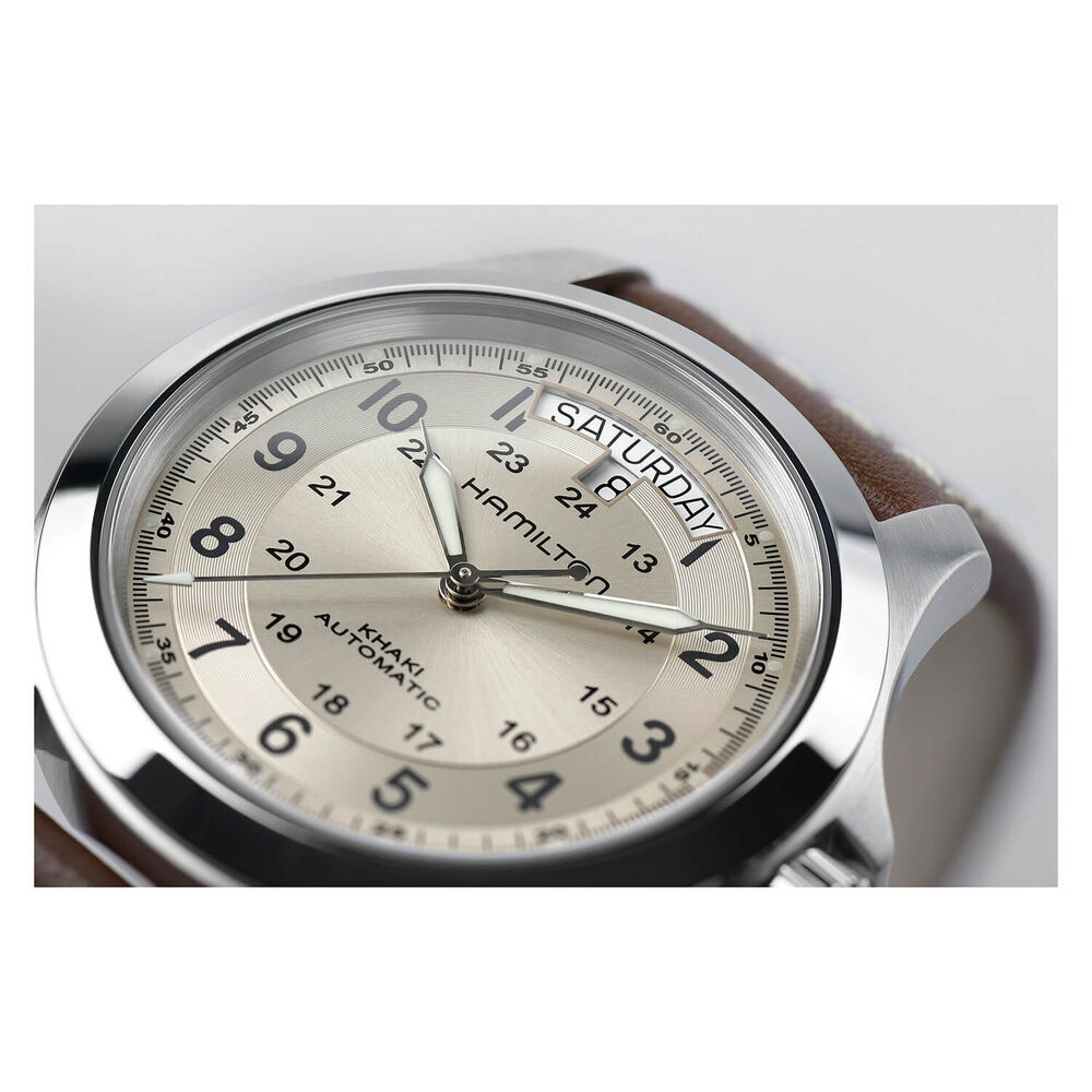 Hamilton Khaki Field King Auto 40mm Automatic Beige Dial Steel Case Strap Watch image number 4