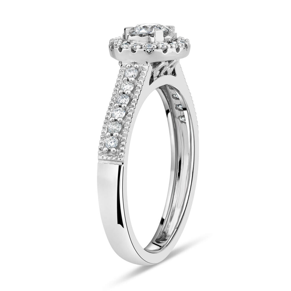 9ct White Gold 0.33ct Diamond Illusion Halo & Pave Shoulders Ring image number 3