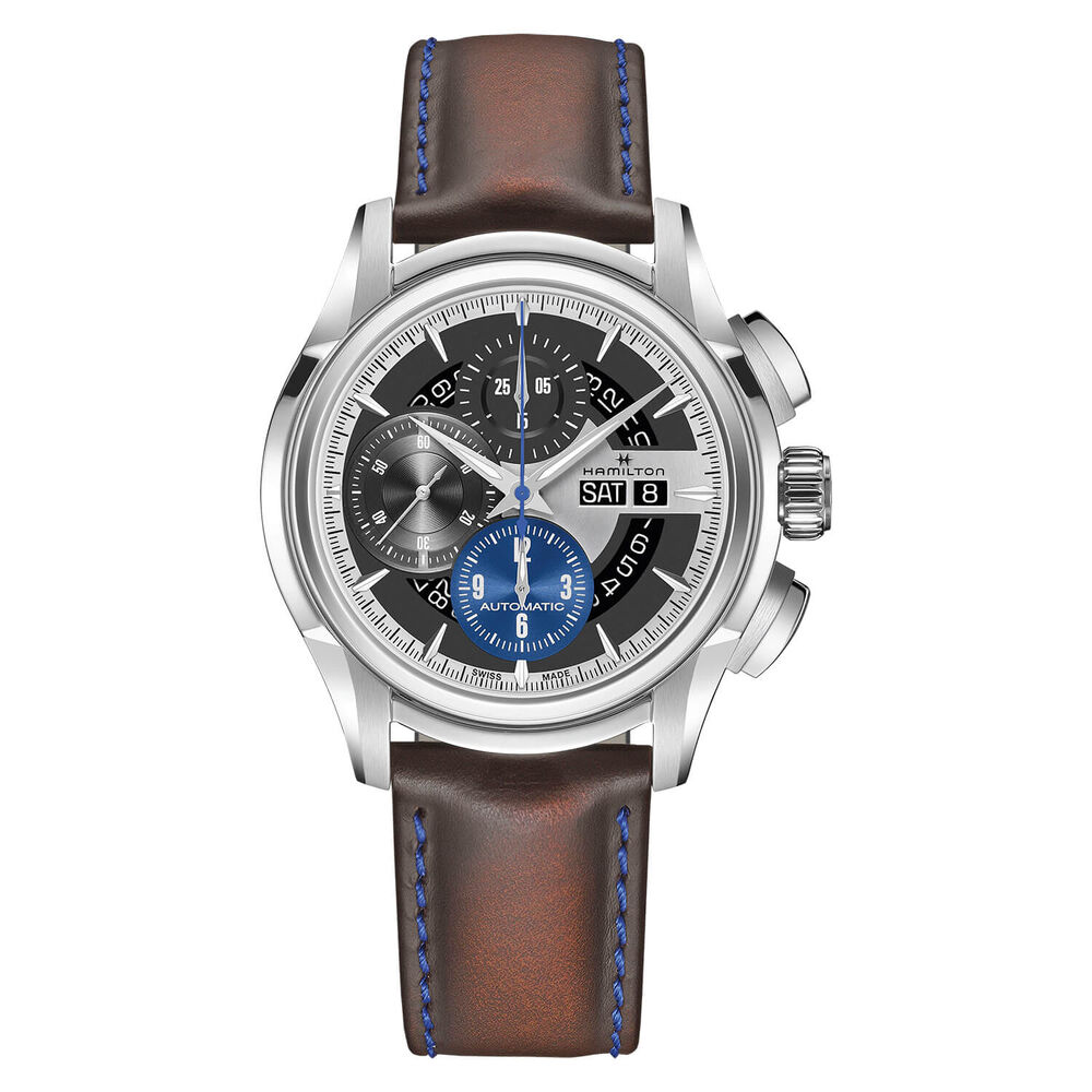Hamilton Jazzmaster Face2Face 44mm Silver Dial Brown Strap Watch image number 0