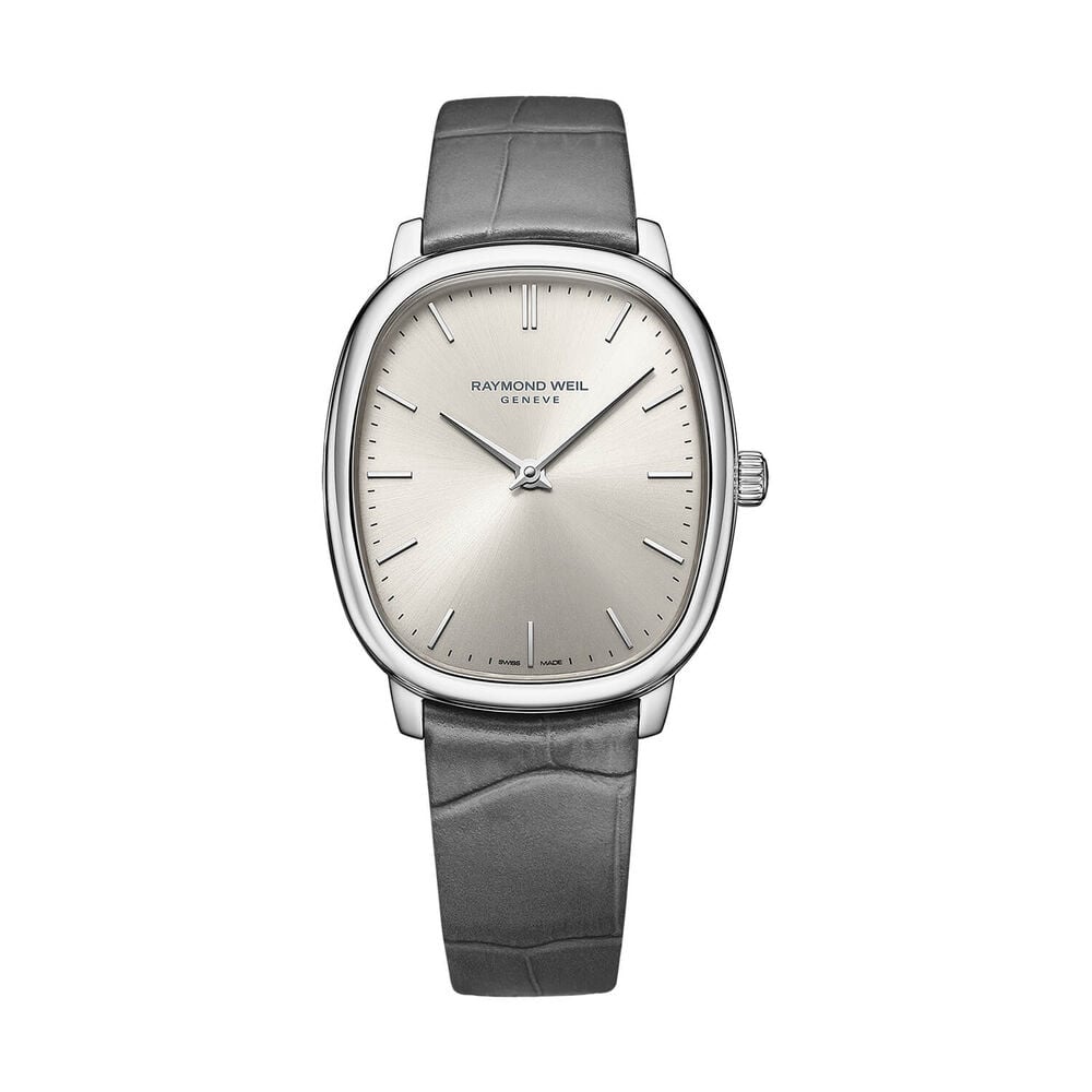 Raymond Weil Toccata Heritage 33x38mm Silver Dial Grey Leather Strap Watch image number 0