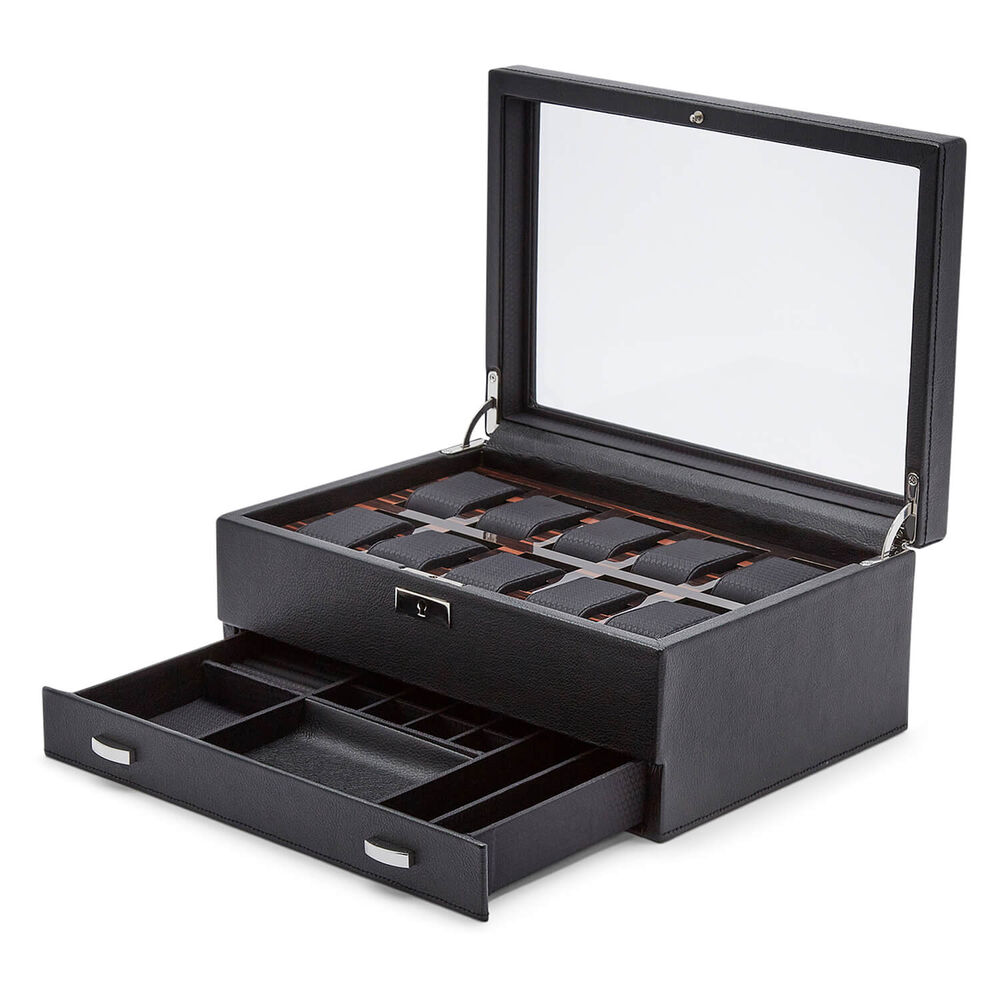 WOLF ROADSTER 10pc Black Drawer Watch Box image number 3