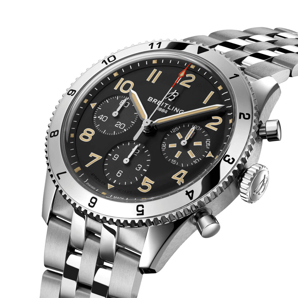 Breitling Classic Avi P-51 Mustang 42mm Black Chronograph Dial Bracelet Watch image number 1