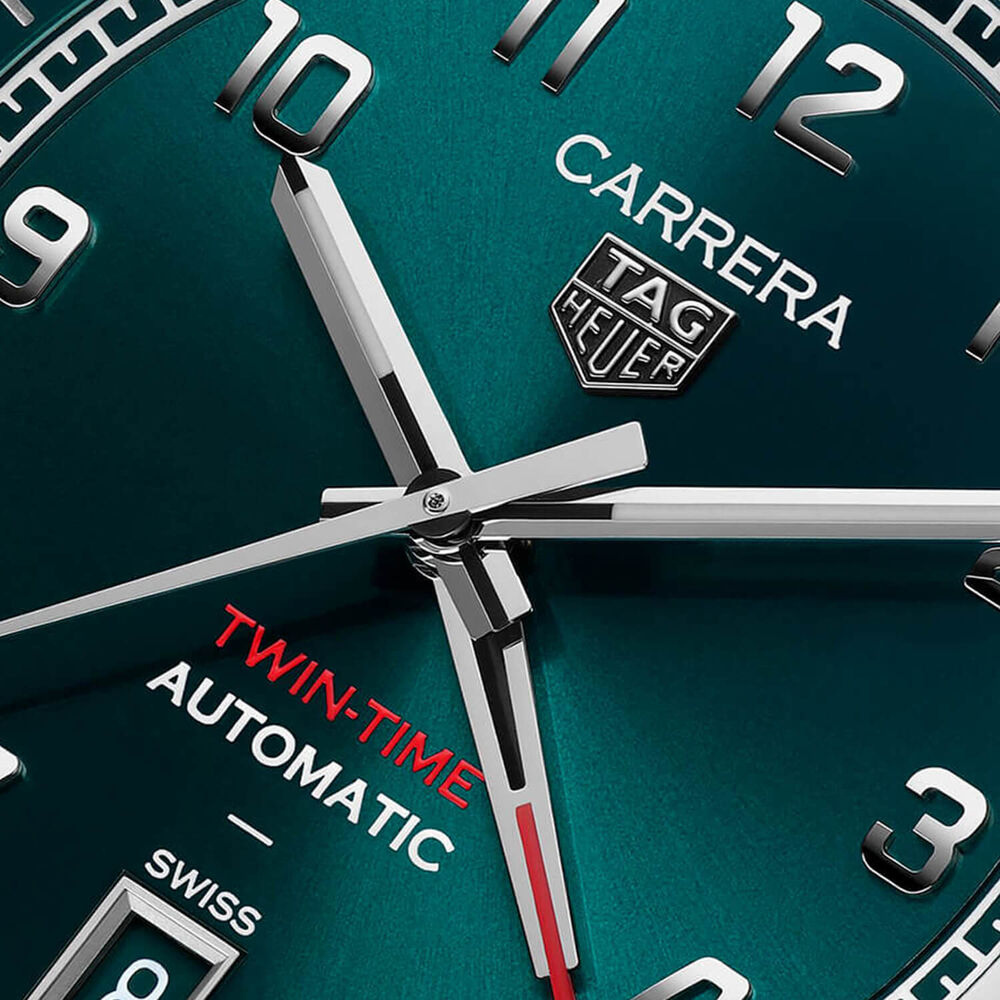 TAG Heuer Carrera Date 41mm Green Teal Dial Stainless Steel Bracelet Watch image number 2