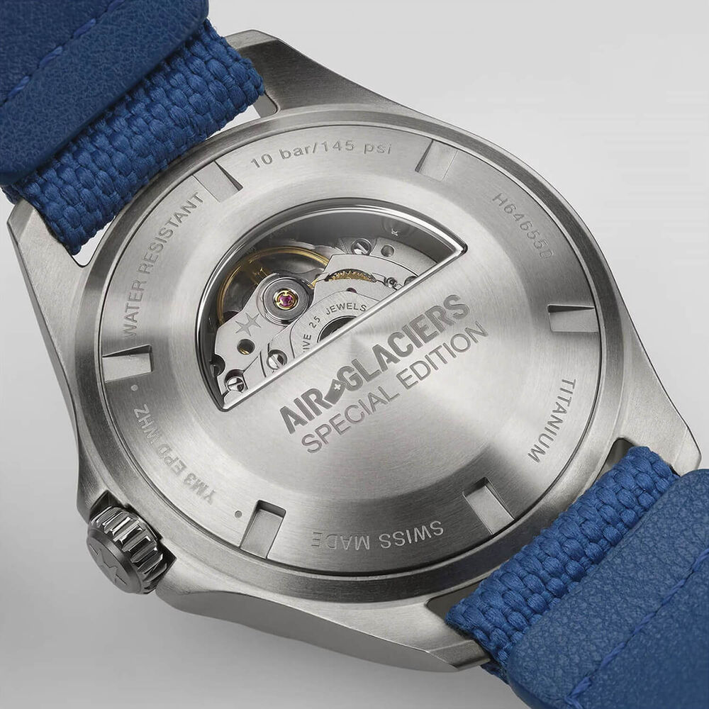 Hamilton Khaki Aviation Pilot Day Date Auto Air Glaciers Edition 42mm Blue Dial Strap Watch image number 2