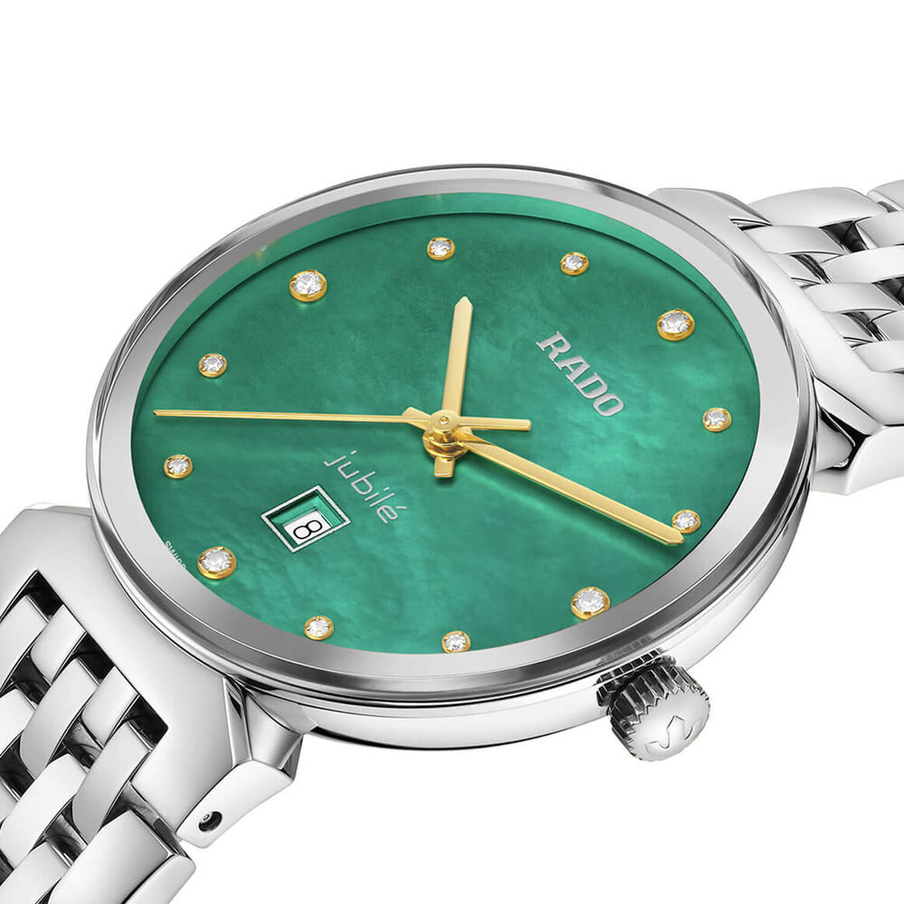 Rado Florence Diamonds 30mm MOP Green Dial Diamond Dots Stainless Steel Bracelet Watch