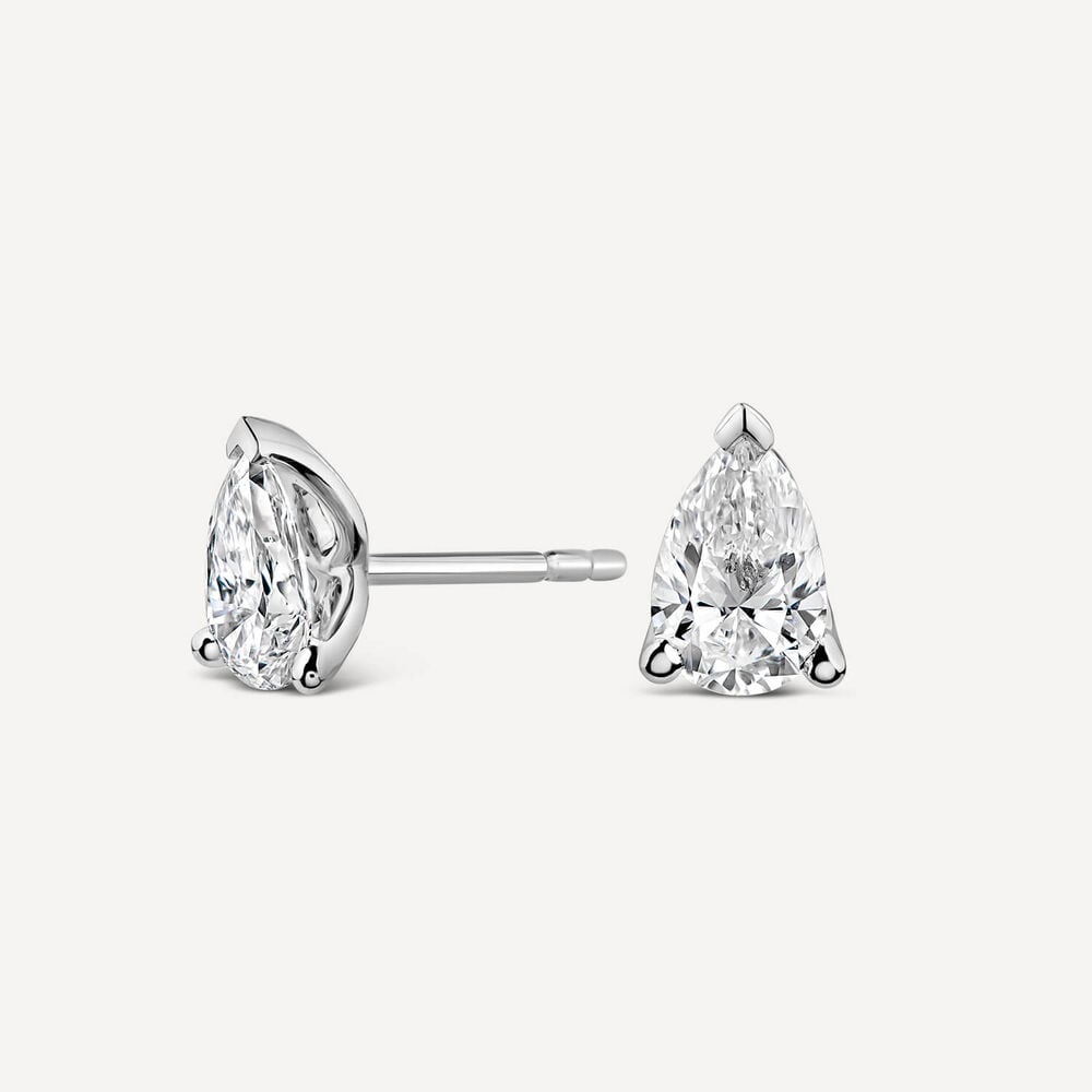 Born 18ct White Gold Lab Grown 1.40ct Diamond Pear Stud Earrings