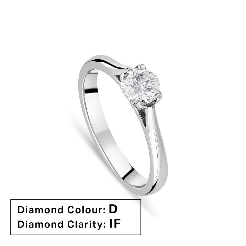 Platinum 0.51ct Round Diamond Four Claw Solitaire Ring