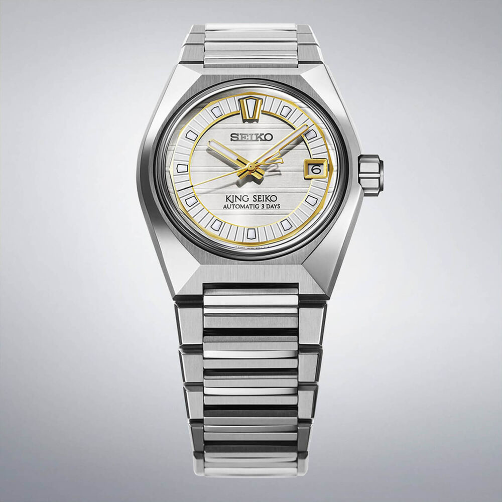 Seiko King Seiko VANAC 'Tokyo Sunrise' 41mm Silver Dial Steel Bracelet Watch image number 3
