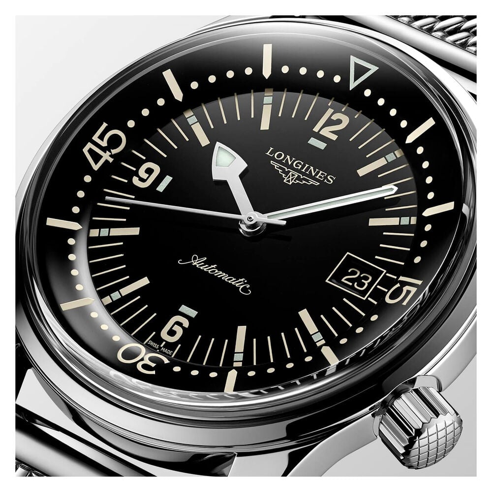 Longines Legend Diver Automatic Black Dial Steel Bracelet Men's Watch